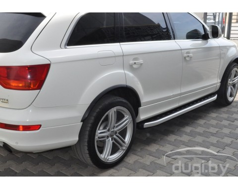 Пороги алюминиевые "Newstar Grey" для Audi Q7